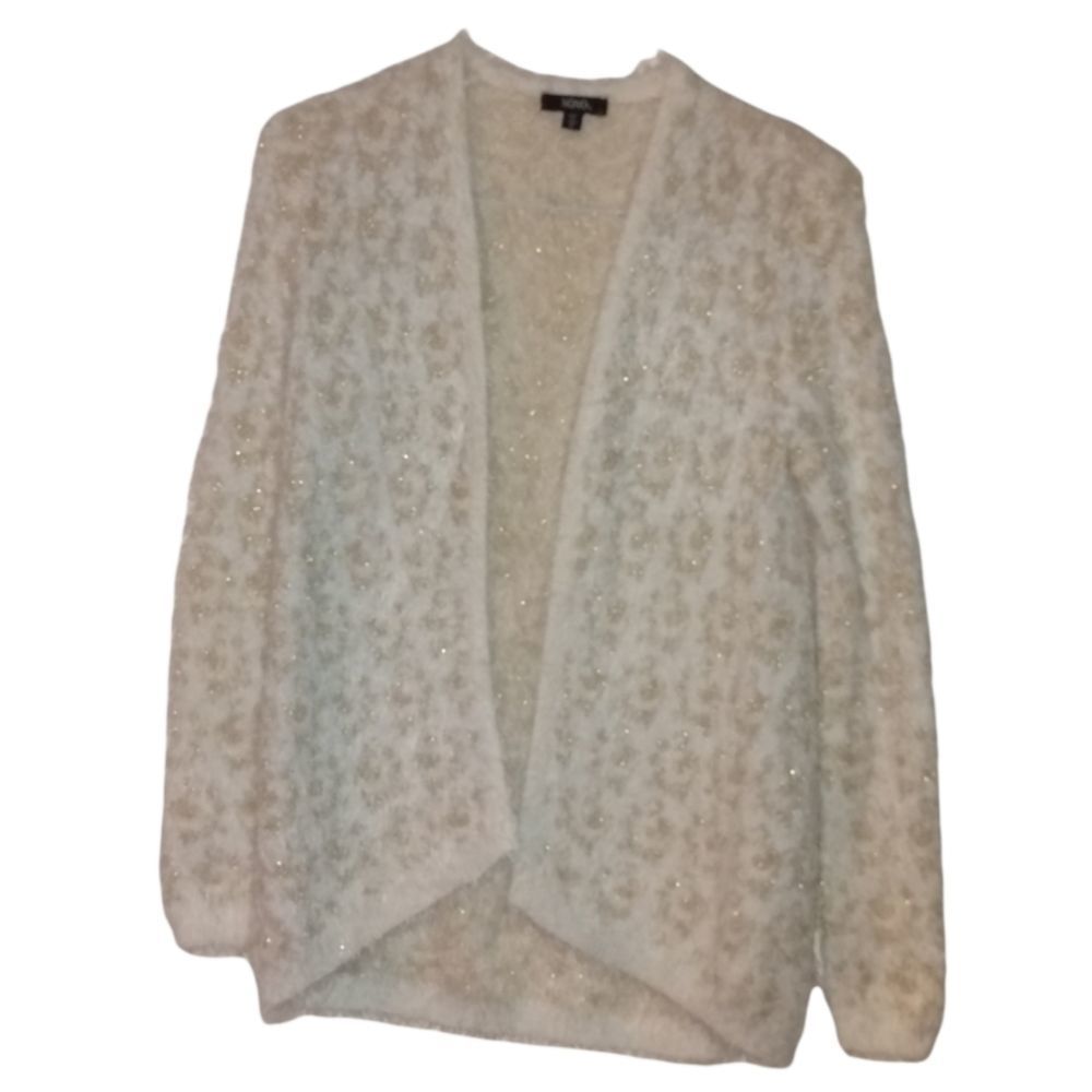 XOXO Adorable Fuzzy White & Gold Cheetah Print Cardigan 💛🤍😍